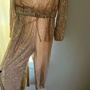Mustard Seed Shimmering Gold Jumpsuit